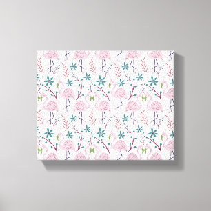 Pink flamingo seamless pattern on white background canvas print