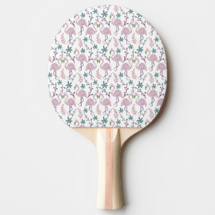 Pink flamingo seamless pattern on white background ping pong paddle