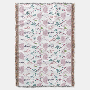 Pink flamingo seamless pattern on white background throw blanket