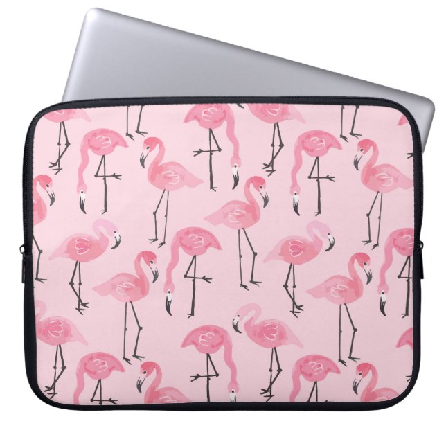 Pink Flamingo Set, Tropical Summer Pattern. Laptop Sleeve (Front)