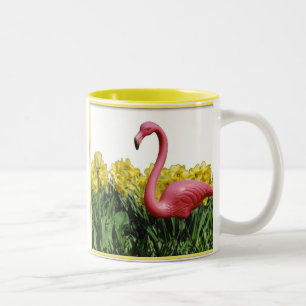 Pink Flamingo, Show me your garden and I shall ... Two-Tone Coffee Mug