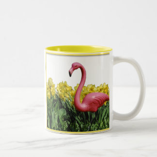 Pink Flamingo, Show me your garden and I shall ... Two-Tone Coffee Mug