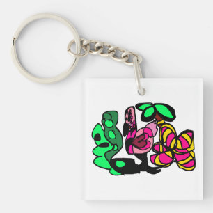 Pink flamingo show vibe  key ring