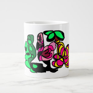 Pink flamingo show vibe large coffee mug