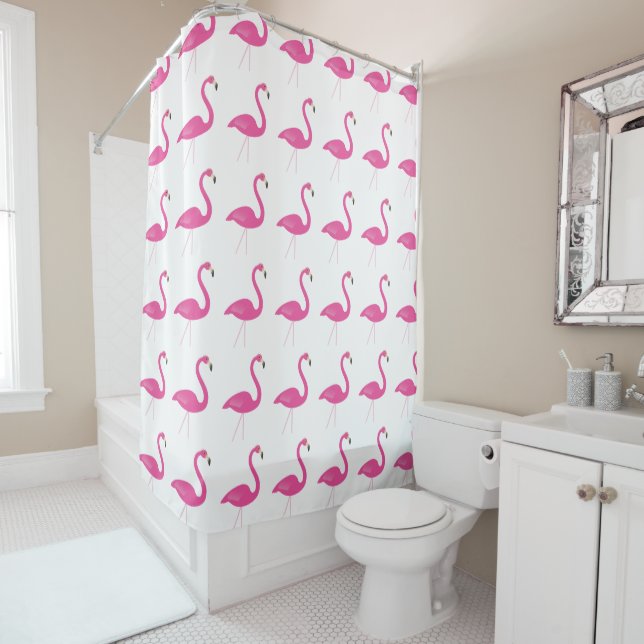 Pink Flamingo Shower Curtain (In Situ)