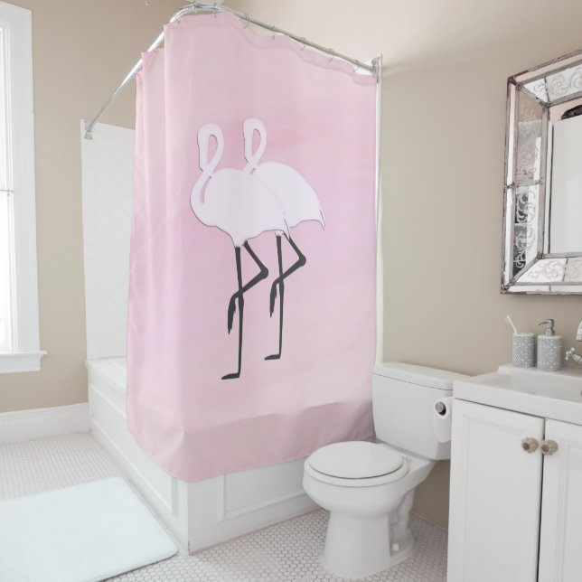 Pink Flamingo Shower Curtain (In Situ)