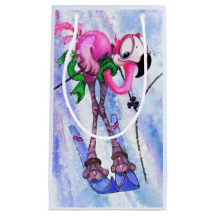 Pink Flamingo Skier Gift Bag