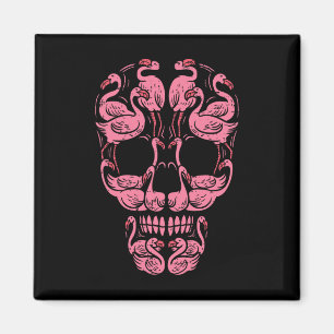 Pink Flamingo Skull Breast Cancer Awareness Hallow Magnet