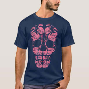 Pink Flamingo Skull Breast Cancer Awareness Hallow T-Shirt