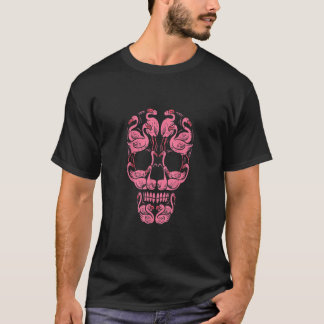 Pink Flamingo Skull Breast Cancer Awareness Hallow T-Shirt