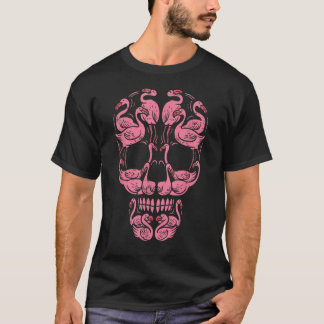 Pink Flamingo Skull Breast Cancer Awareness  T-Shirt