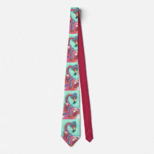 Pink Flamingo Snowballs HOLIDAY TIE