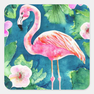 Pink Flamingo Square Sticker