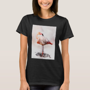 Pink Flamingo Standing - Watercolor – 02 T-Shirt