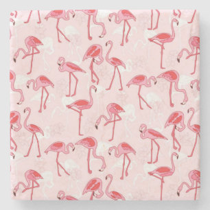 Pink flamingo stone coaster