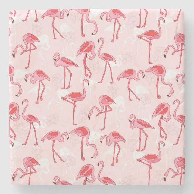 Pink flamingo stone coaster (Front)