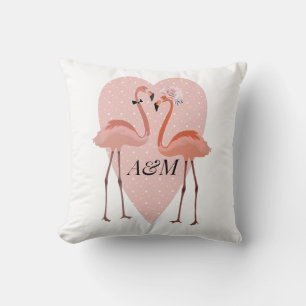 Pink Flamingo stylish heart love Cushion