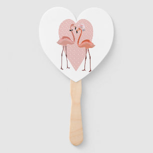 Pink Flamingo stylish heart love Hand Fan