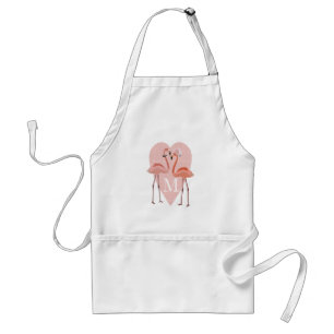 Pink Flamingo stylish heart love Standard Apron
