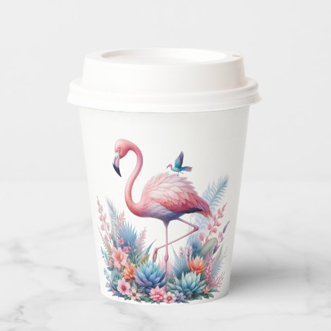 Pink Flamingo Sublimation-95160 Paper Cups (Front)
