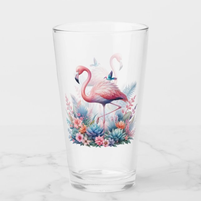 Pink Flamingo Sublimation Glass (Front)