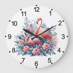 Pink Flamingo Sublimation Large Clock