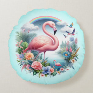 Pink Flamingo Sublimation Round Cushion