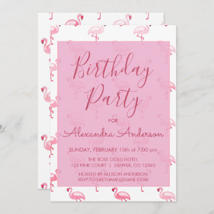 Pink Flamingo Summer Any Age Birthday Party Invitation