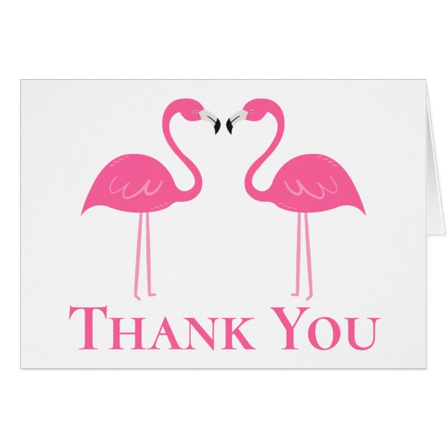 Pink Flamingo Summer Beach Wedding Thank You (Front Horizontal)