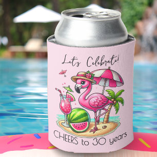 Pink Flamingo Summer Birthday Party Can Cooler