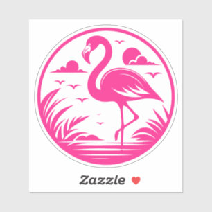 Pink Flamingo Summer Circle Design-68730