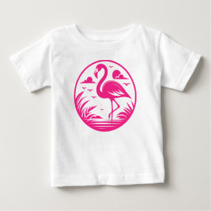 Pink Flamingo Summer Circle Design-68730 Baby T-Shirt