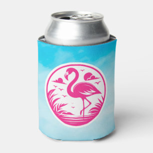 Pink Flamingo Summer Circle Design-68730 Can Cooler