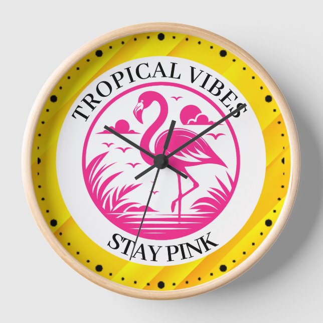 Pink Flamingo Summer Circle Design-68730 Clock (Front)