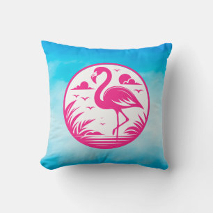 Pink Flamingo Summer Circle Design-68730 Cushion