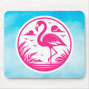 Pink Flamingo Summer Circle Design-68730 Mouse Mat