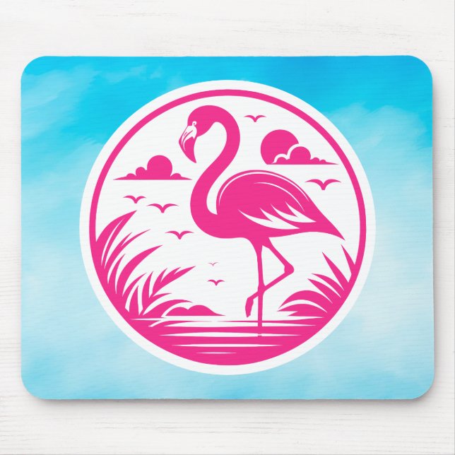 Pink Flamingo Summer Circle Design-68730 Mouse Mat (Front)