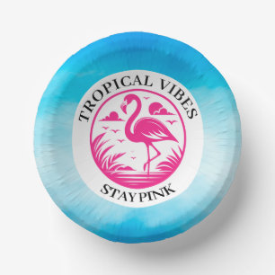 Pink Flamingo Summer Circle Design-68730 Paper Plate