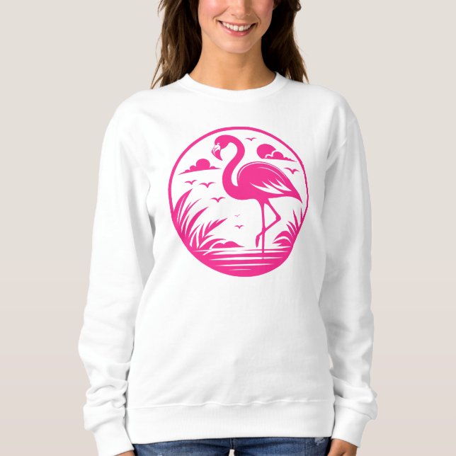Pink Flamingo Summer Circle Design-68730 Sweatshirt (Front)