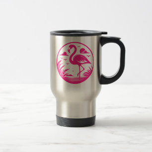 Pink Flamingo Summer Circle Design-68730 Travel Mug