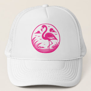 Pink Flamingo Summer Circle Design-68730 Trucker Hat
