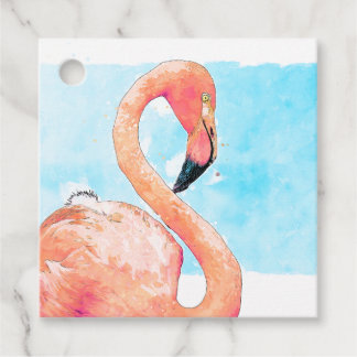 Pink Flamingo Summer Party Favor Tag
