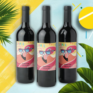 Pink Flamingo Summer Party  Wine Label