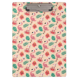 Pink Flamingo Summer Tropical Pattern Clipboard