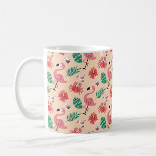 Pink Flamingo Summer Tropical Pattern Coffee Mug