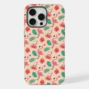 Pink Flamingo Summer Tropical Pattern iPhone 15 Pro Max Case