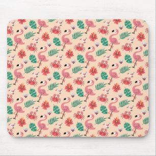 Pink Flamingo Summer Tropical Pattern Mouse Mat