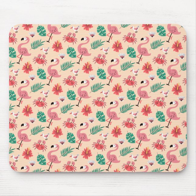 Pink Flamingo Summer Tropical Pattern Mouse Mat (Front)