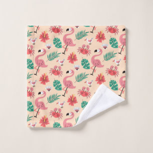 Pink Flamingo Summer Tropical Pattern Wash Cloth