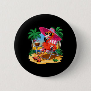 Pink Flamingo Summer Vibes Beach Palm Tree Summer 6 Cm Round Badge